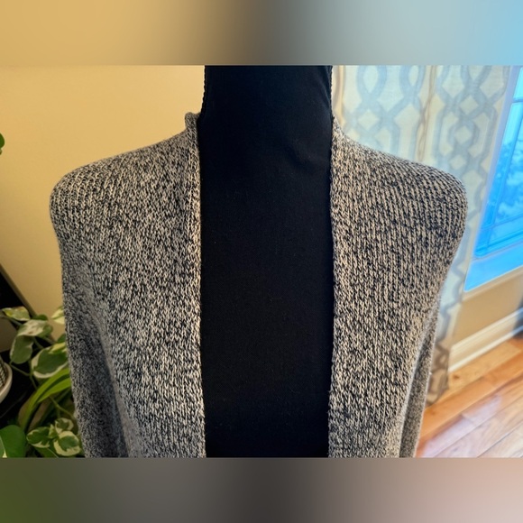 Eileen Fisher Open Front Cardigan Linen/Wool Gray Black Yarn Women’s Size M - Picture 2 of 13